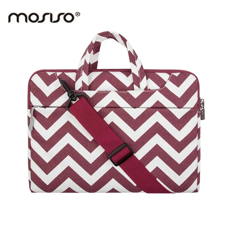 MOSISO Холщовая Сумка на плечо для ноутбука Macbook Air Pro Asus hp lenovo 11 13 14 15 15,6 дюймов чехол для ноутбука - Цвет: Chevron Wine Red
