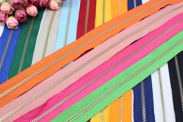 

#5 Copper Short Zippers Scallop Clothes Purse Bags Metal Zipper Trim DIY Fabric