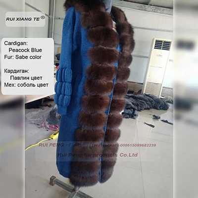 RuiXiangTe женское натуральное меховое пальто шерстяное вязаное с лисьим воротником зимняя куртка натуральный Лисий мех пальто зимнее длинное пальто - Цвет: picture color B