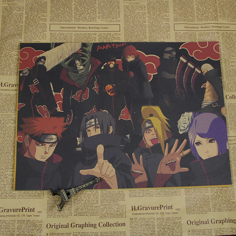 Уютный момент аниме Uzumaki Naruto постер Naruto Uzumaki Naruto/Итачи Учиха/Akatsuki Винтаж плакат из крафт-бумаги, ручной стержень, для кафе, для домашнего декора QT442