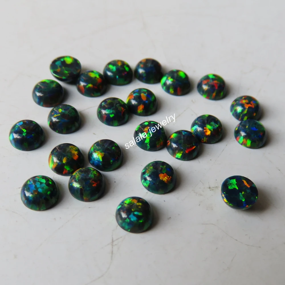 100 шт./лот OP32 Черный Опал Круглый 4 мм синтетический круглый кабошон опал цена|cabochon