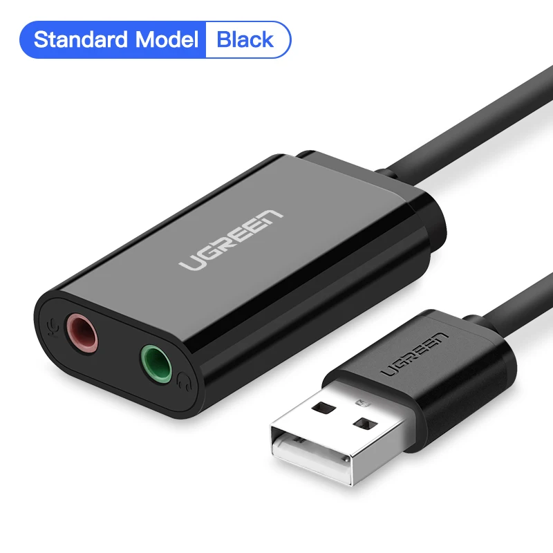Standard Model-Black Ugreen Звуковая карта Внешний 3.5 мм USB адаптер USB для микрофона Динамик аудио Интерфейс для PS4 PRO USB компьютера звуковая карты - Цвет: Standard Model-Black