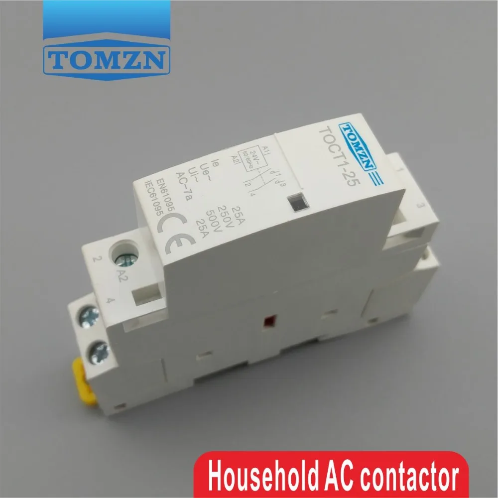 CT1 2P 25A 24 В катушка 50/60 Гц Din рейка бытовой модульный контактор переменного тока 2NO