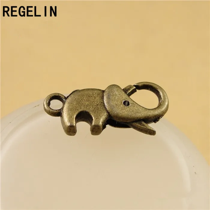 

REGELIN Lovely 10pcs/lot Elephant Lobster Clasp Hooks For Necklace Bracelet Chain DIY Jewelry Accessory Findings 12*23MM