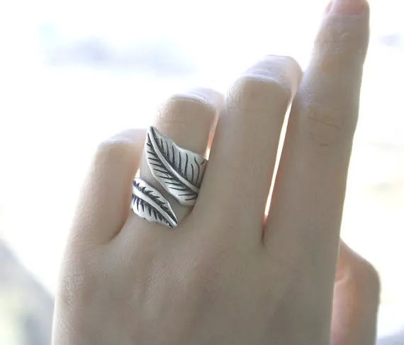 Kinitial 1 ШТ. Регулируемый Широкий лист Кольцо Bague Boho Античная Серебряный Листьев