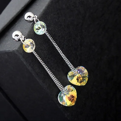 

ANNGILL Vintage Fashion Long Tassel Dangle Earrings for Women Original Crystals from Swarovsk Heart Wedding Statement Jewelry