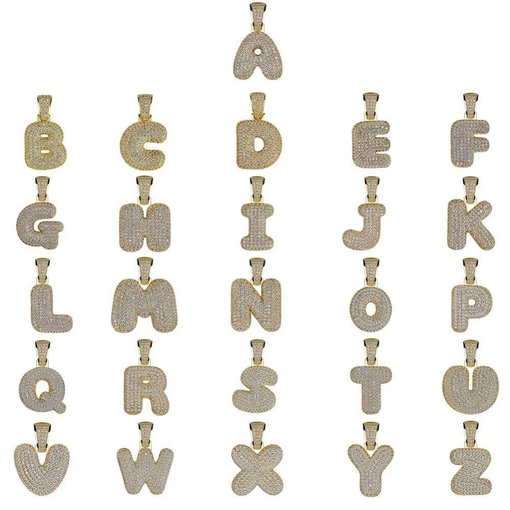 

Duoying Custom Name Bubble Letters Chain Pendants Necklaces Men's Zircon Hip Hop Jewelry With 4MM Tennis Chain Gift for Men