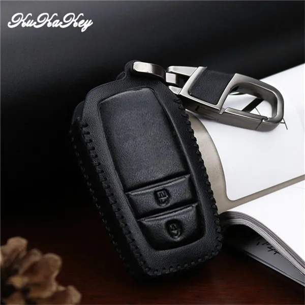 Кожаный чехол для автомобильного ключа для Toyota Camry Coralla Crown RAV4 Highlander 2 и 3 кнопки дистанционного ключа защитный чехол - Название цвета: 2 button for toyota