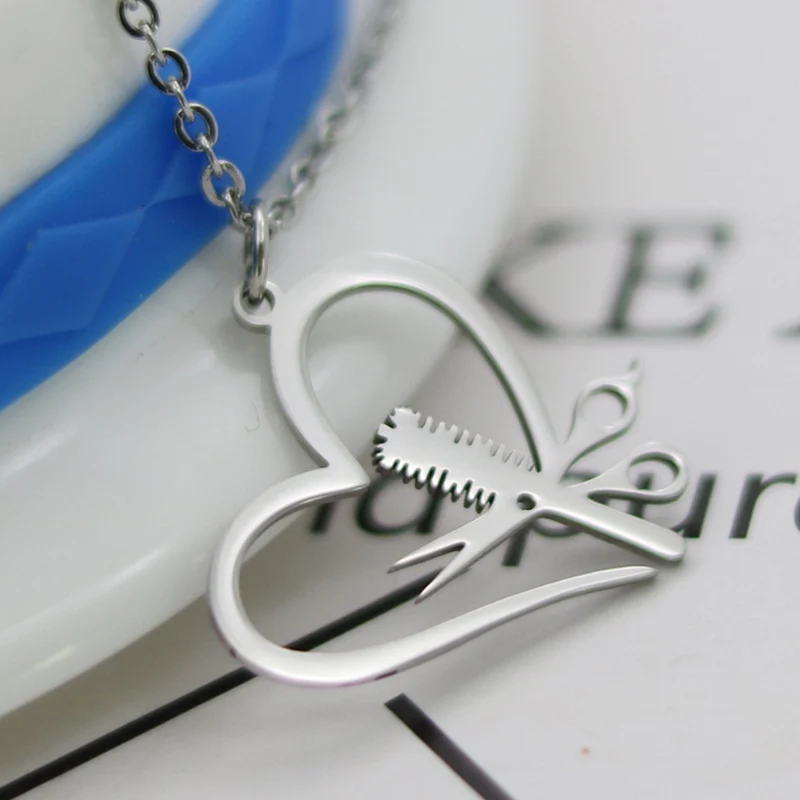 Цепочка с подвеской в форме сердца из нержавеющей стали|scissor pendant|stainless steel charm