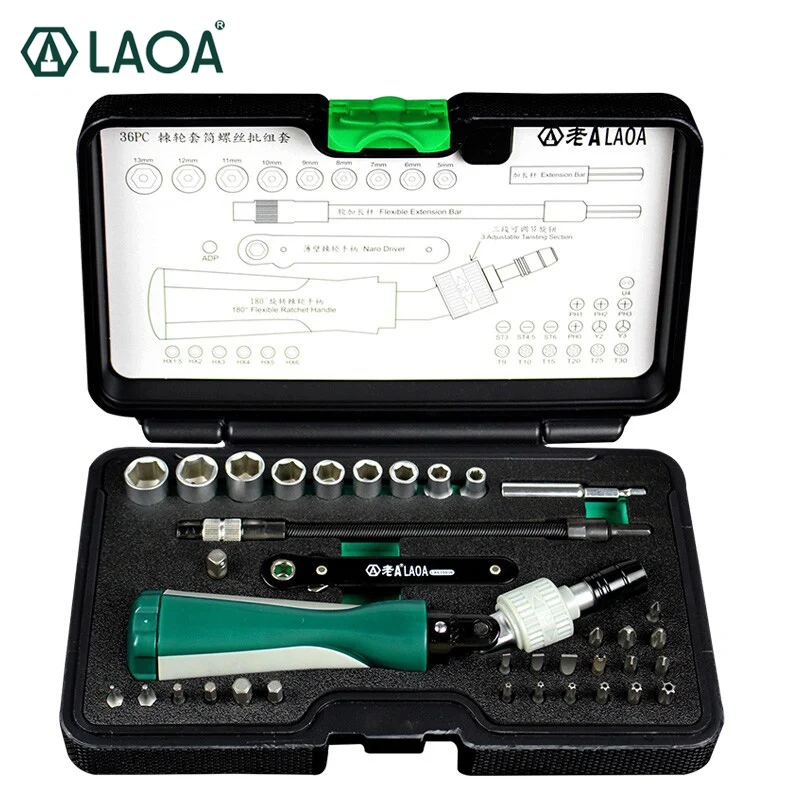 Набор многофункциональных отверток с храповым механизмом LAOA 36 в 1|screwdriver set|in 1set