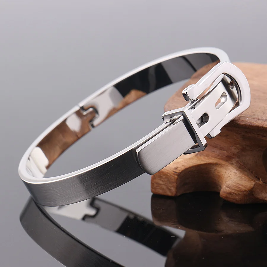 Простой модный ремень с пряжкой из титановой стали браслет для пары роскошный