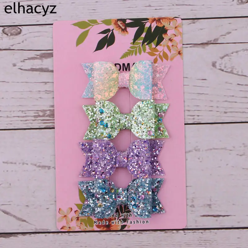 19 2 шт DIY Мини блёстки Litlle девушки заколки с бантами для волос Блестящий Блеск милые шпильки для вечерние Заколки головные уборы аксессуары - Цвет: 19