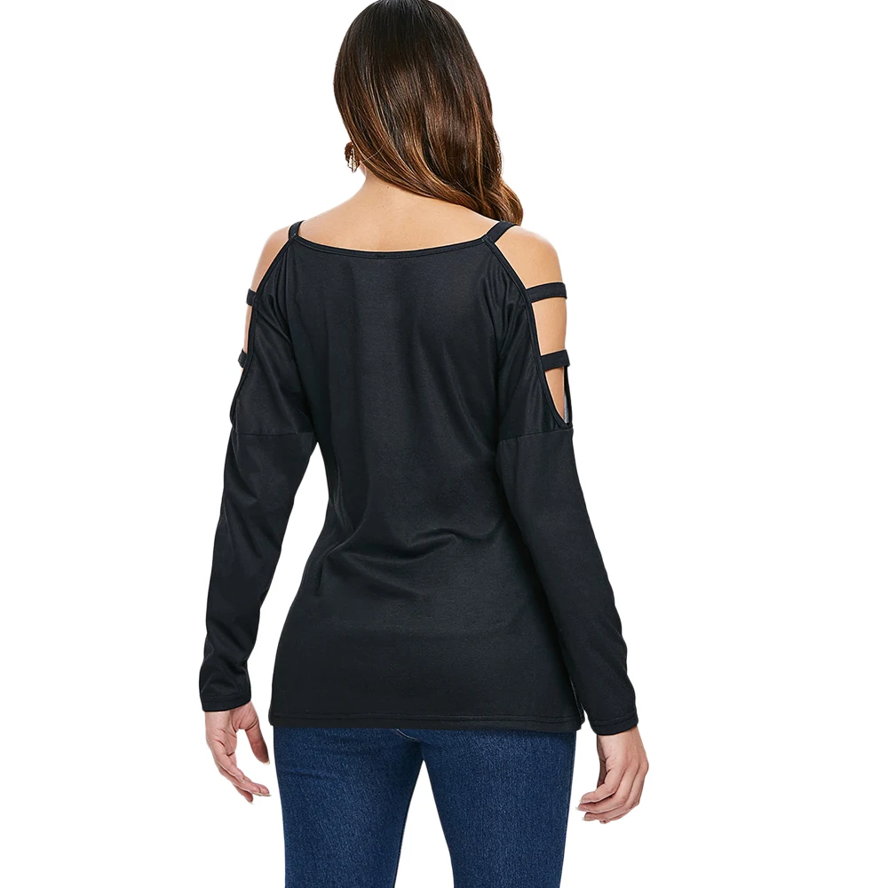 Футболка VESTLINDA с длинным рукавом и принтом в виде черепа Женская Осенняя