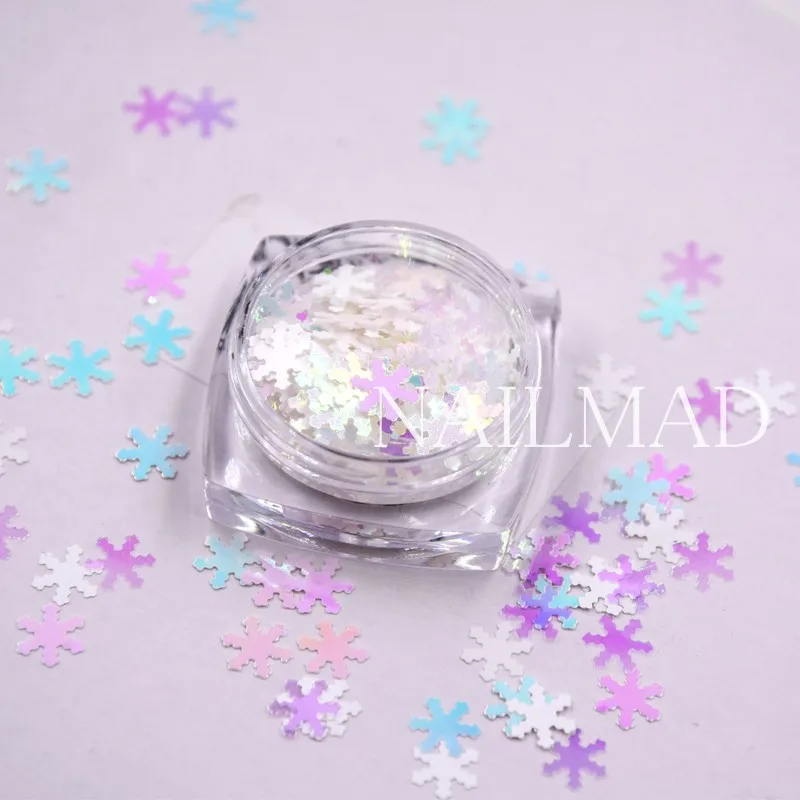 1 коробка Рождественские снежинки для ногтей блестки хлопья AB золотой серебряный