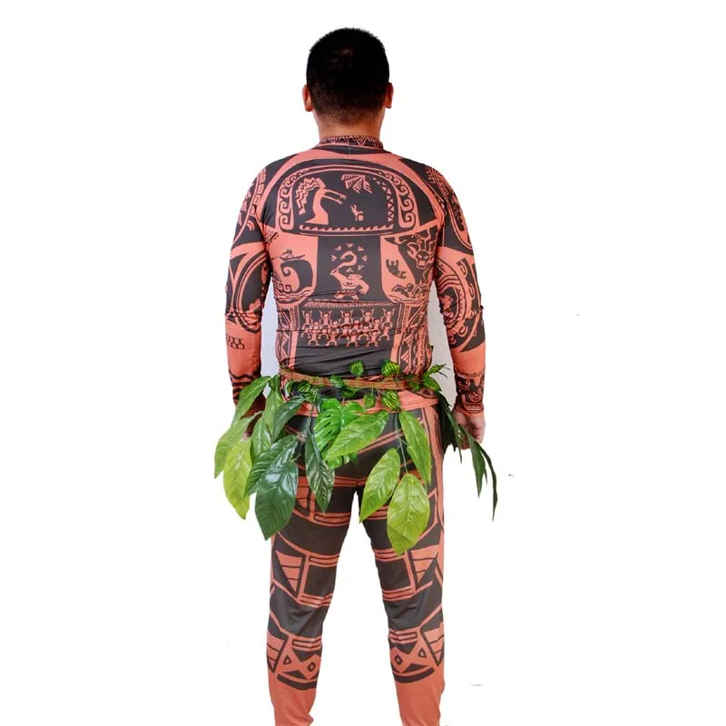 

3pcs Moana Princess Maui Cosplay Costume for Men Princess vaiana Maui Halloween Costume for Adult Kids Boys Party Dress Full Set