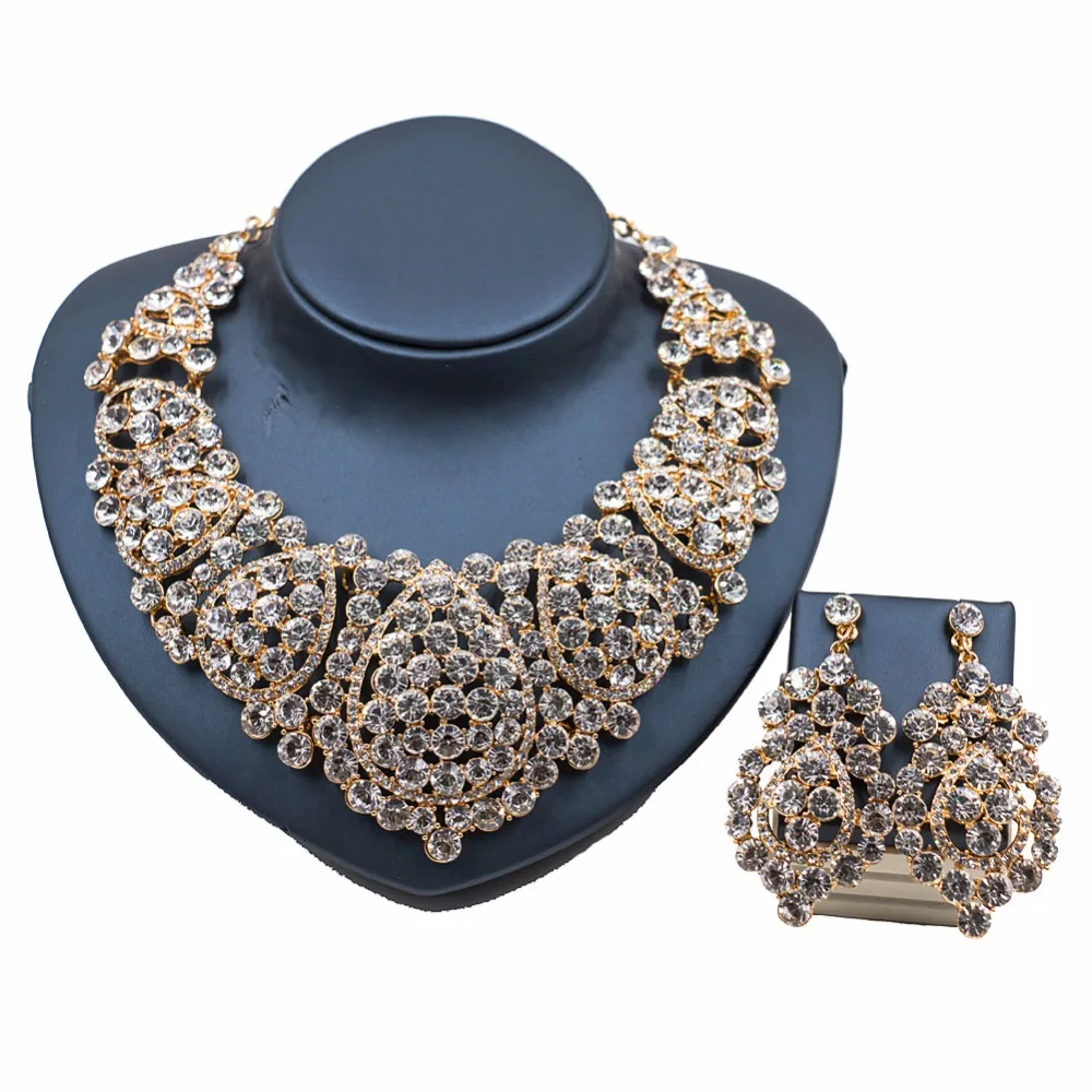 Изысканный комплект ювелирных изделий в Дубае роскошный золотой цвет