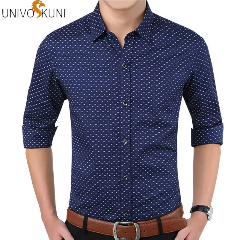 UNIVOS KUNI Мужская рубашка Camiseta Chemise Camisas Весенняя приталенная модная мужская с
