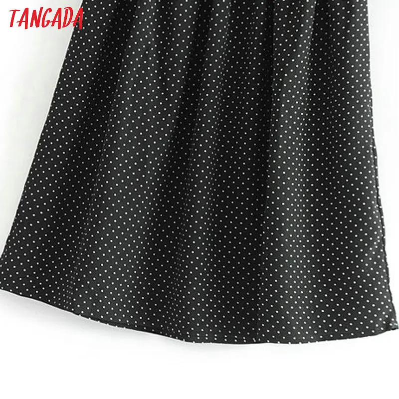 Tangada, модное женское мини-платье с принтом, в горошек, эластичная талия, короткий рукав, Ретро стиль, женское черное платье, vestidos 3D106