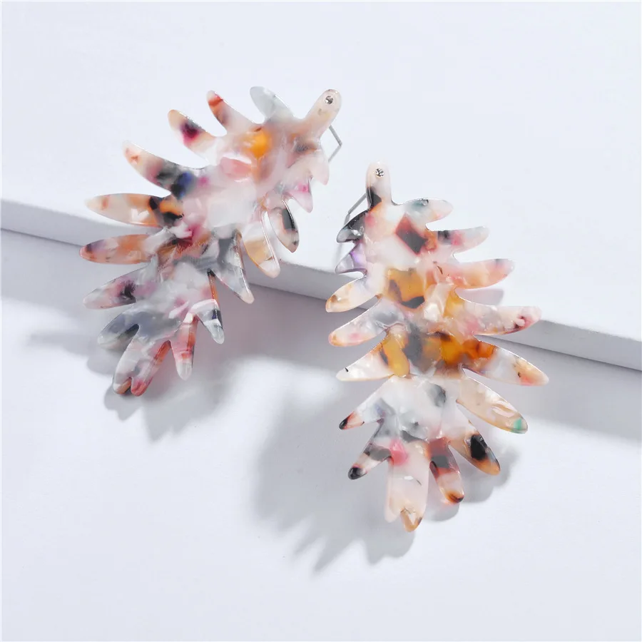 European Popular New Trendy Branch Plant Tree Leaf Resin Acrylic Earrings Women Statement Earring | Украшения и аксессуары