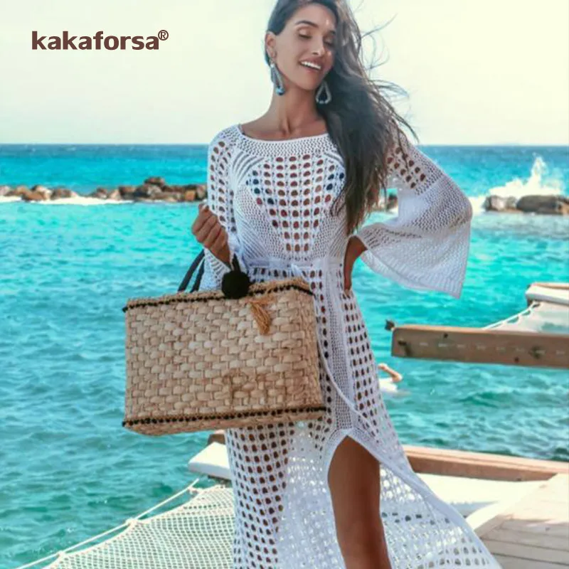 Kakaforsa ажурное трикотажное бикини накидка сексуальные женские пляжные покрывала