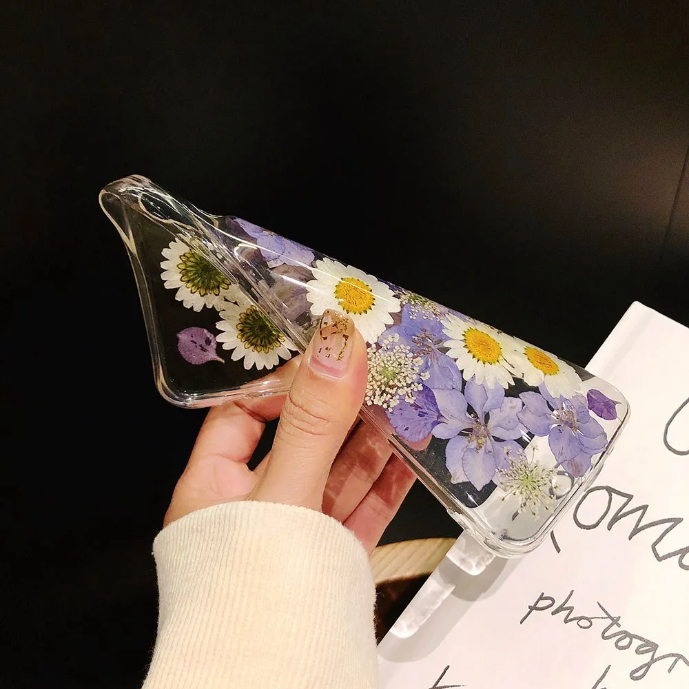 KISSCASE Real Dried Flower Phone Case For iPhone 6s Plus 6 7 8 XS Max Handmade Soft TPU Cover 5s SE XR X Fundas |