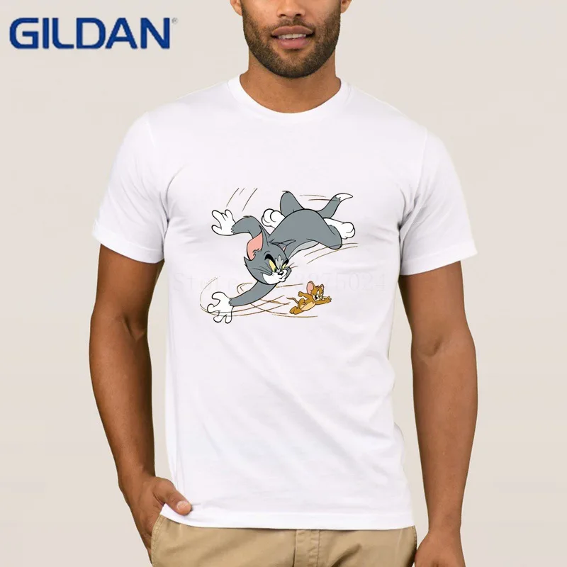 Gildan настроить летняя футболка мужская Том и Джерри Футболка Kawaii унисекс для