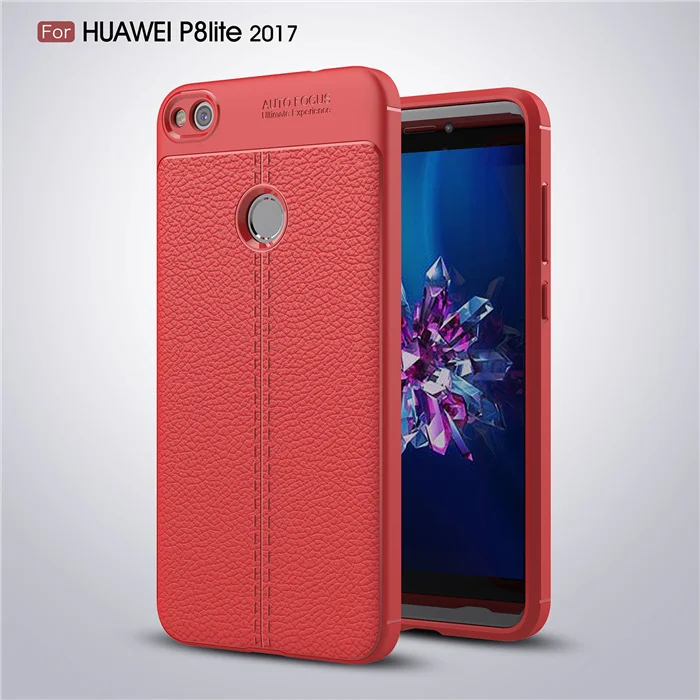 Карбоновый кожаный силиконовый чехол для Huawei P8 Lite чехол для Honor 8 Lite Мягкий ТПУ покрытие для чехла Fundas Capa на P9 Lite - Цвет: Red
