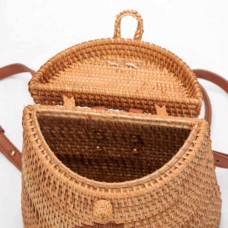 Новые плетеные рюкзаки ручной работы из ротанга женские искусственной кожи с