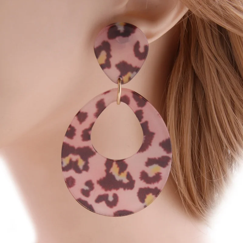 Женские серьги-капельки NeeFu WoFu крупные серьги из полимера с принтом большие для