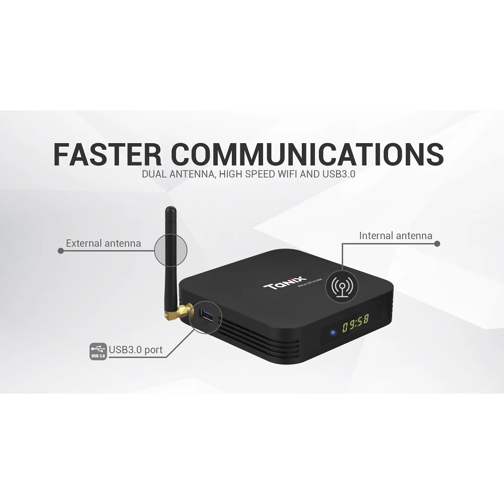 ТВ-бокс Tanix TX6 android 9 0 Allwinner H6 4 Гб DDR3 32 ГБ/64 EMMC 2 ГГц 5 wifi BT4.1 поддержка 4K H.265 Bluetooth |