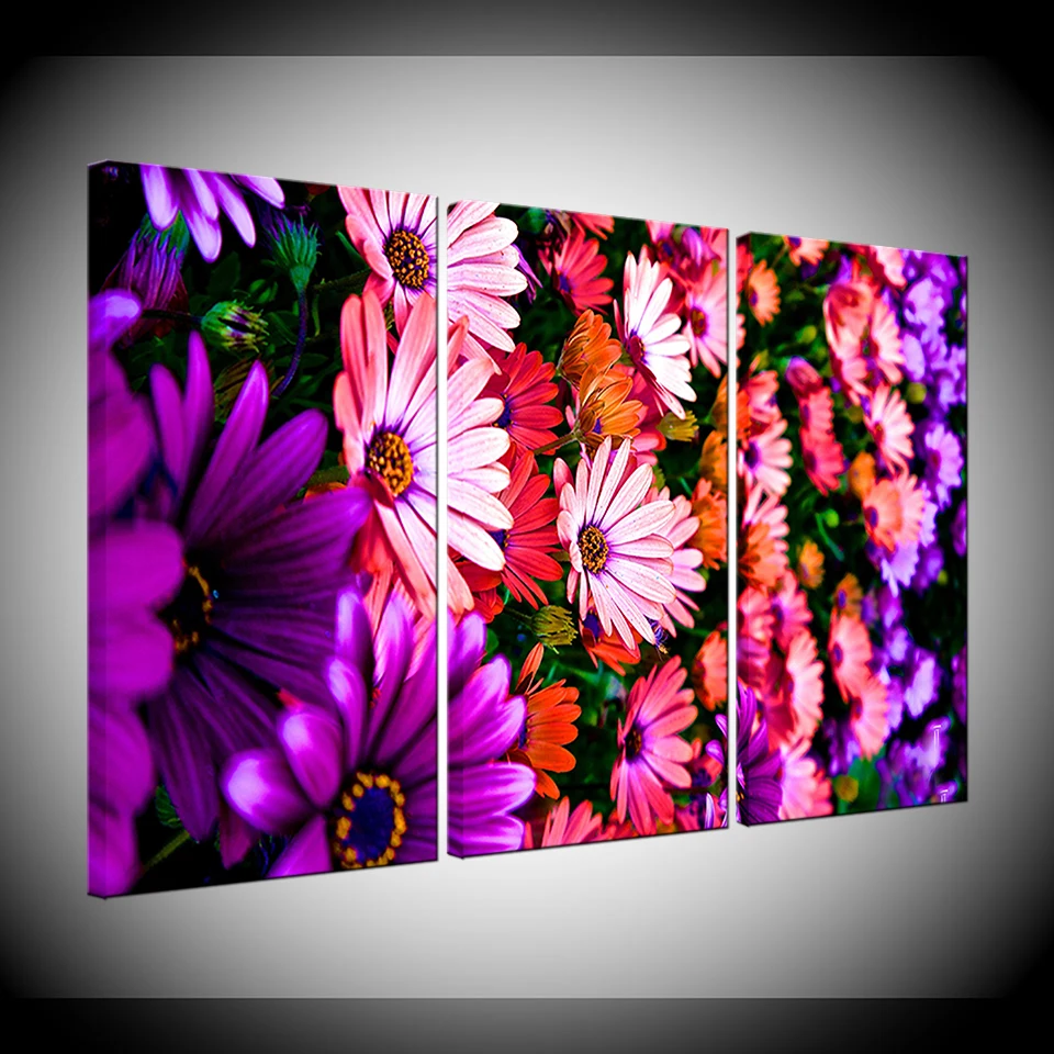 

Canvas Painting Wall Art Picture Prints Colorful Flower Chrysanthemum Buds 3 pcs Modern Home Decor frame Modular Artwork