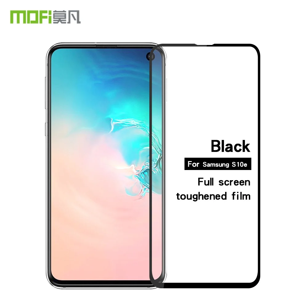 Mofi для samsung Galaxy S10E закаленное стекло Полное покрытие экрана протектор для Galaxy s10 lite стекло закаленное защитное покрытие - Цвет: Black