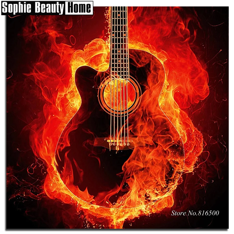 Алмазная 5D картина сделай сам вышивка крестиком из мультфильма огненная гитара