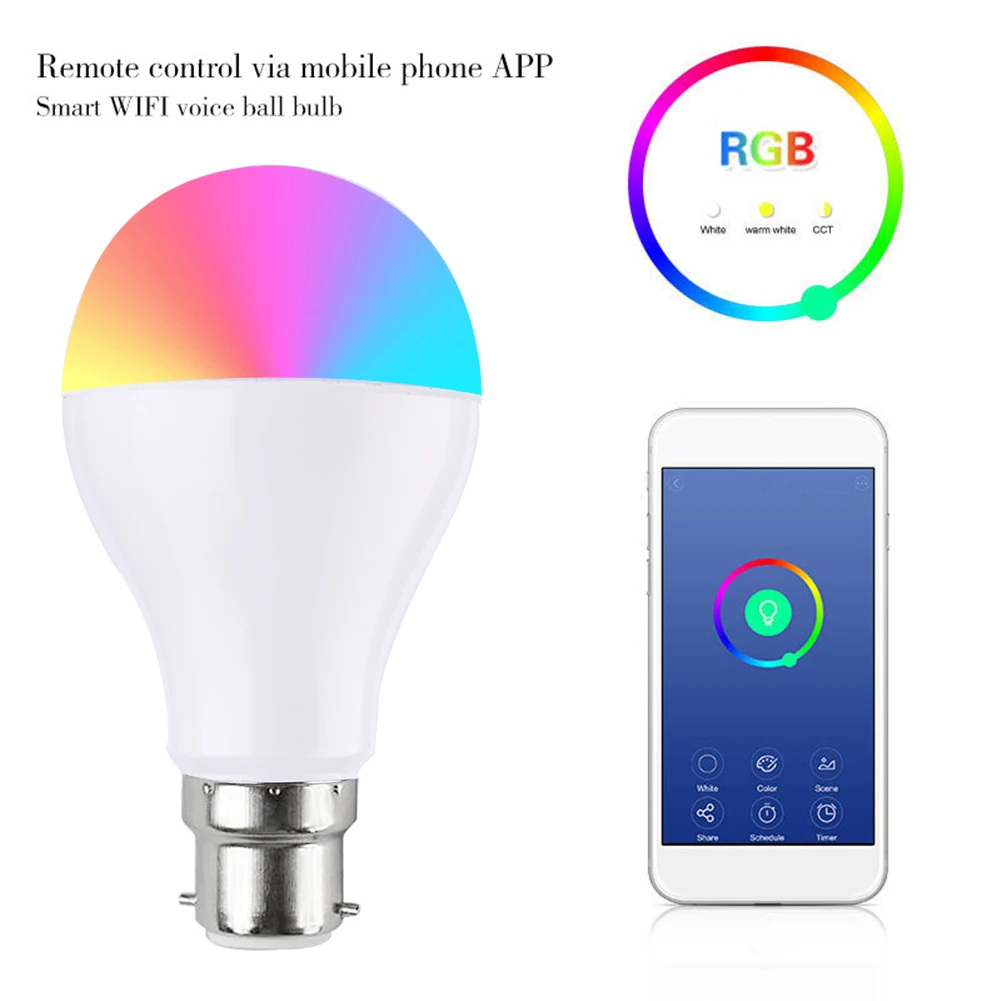 LAIDEYI 7 Вт E27/B22 светодиодная лампочка с регулированием яркости Wifi умная RGB умное