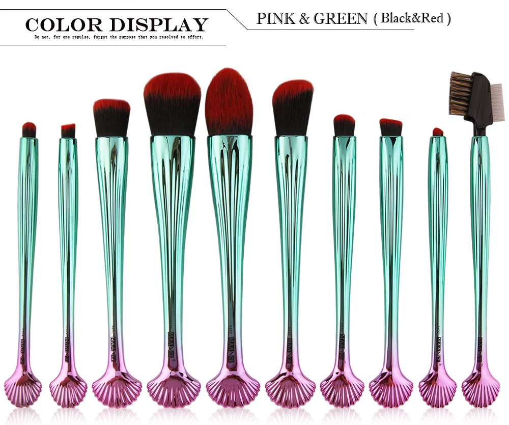 YAHLIGS Green/Sliver/Golden/Colorful Handle Synthetic Makeup Brush Kit 10pcs Set Wholesale YA06 | Красота и здоровье