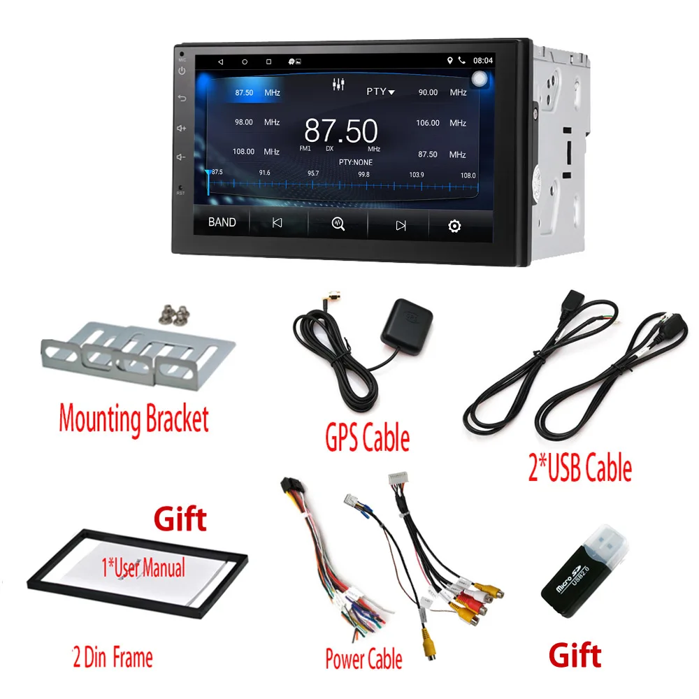 2 din Android 7 1 четырехъядерный автомобильный Радио Стерео Bluetooth gps wifi FM/AM in dash