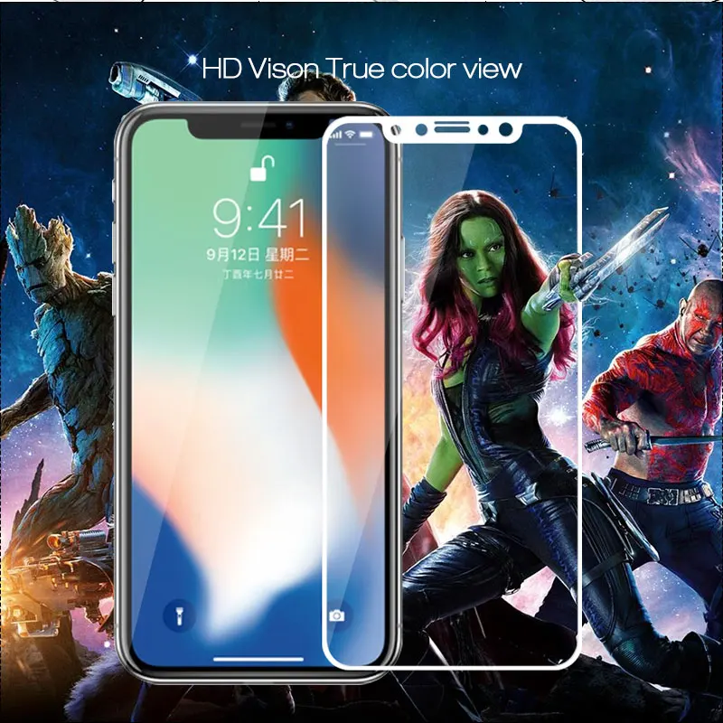 Полное покрытие из закаленного стекла для Apple IPhone X Передняя защита экрана пленка