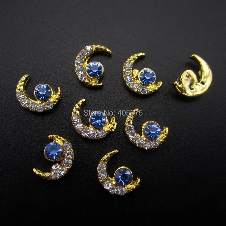 10 шт. Кристаллы Стразы в форме Луны 3d Подвески из сплава для украшения ногтей