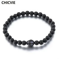 chicvie black charm natural stone custom skull bracelets bangles beads for women jewelry making bracelets dropshipping sbr180046
