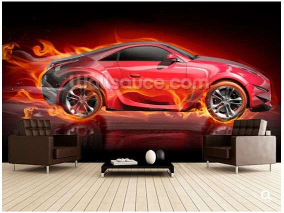 Пользовательские 3D современные обои выгорания машина для гостиной спальни ТВ