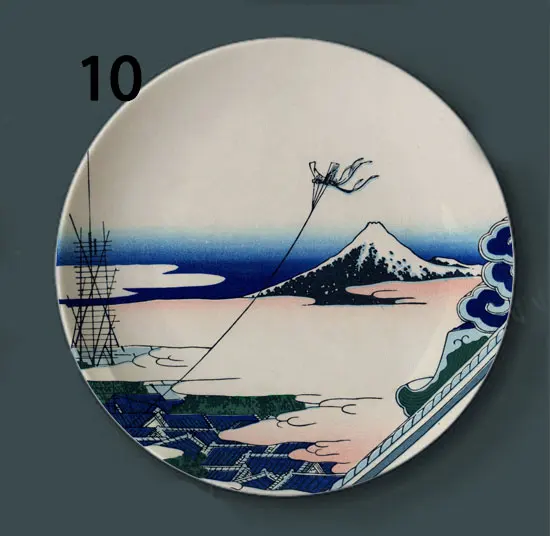 Tomitake Thirty Six King декоративная тарелка подвесная тарелка Hokusai Японский керамический диск плавающий мир живопись украшение на стену - Цвет: 10