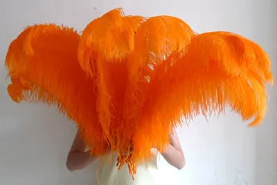 Orange 10 шт качественные натуральные перья страуса 60-65 см 24-26 дюймов длинные цвета - Цвет: Orange