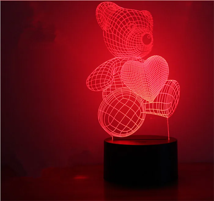 Светодиодный USB светильник новый любящий сердце медведь 3d Креативный