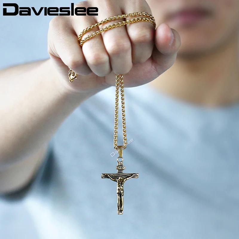 Мужской кулон с крестиком из нержавеющей стали 55 см|jesus christ cross pendant|jesus crosschrist jewelry |