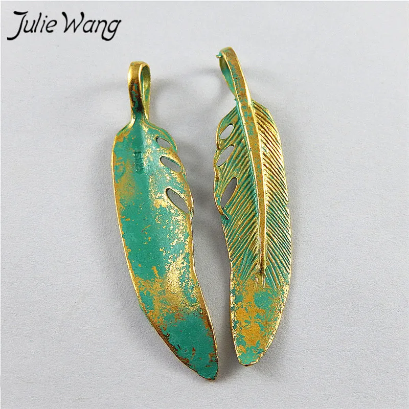Julie Wang 20 шт. цинковый сплав маття зеленые листья ожерелье подвеска фурнитура