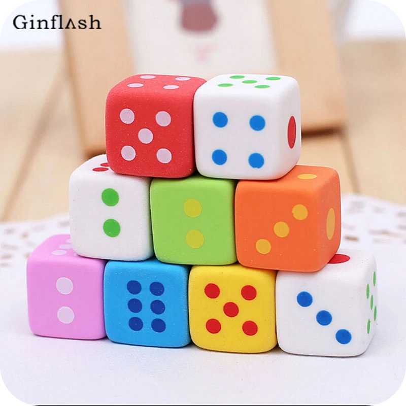 

3pcs/set Mini dice Shaped Pencil Erasers Cute Novelty Pen Rubber number game Kids Gift School Stationery