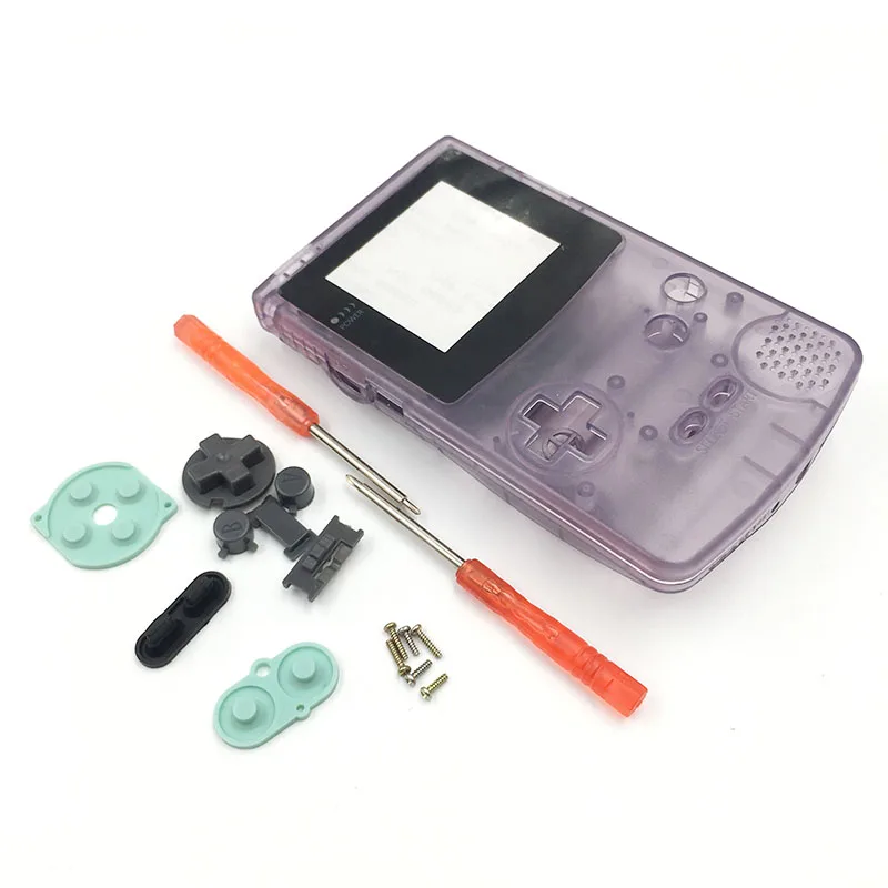 Clear Purple Полный корпус чехол для nintendo Game boy цвет GBC запасная часть корпус оболочка упаковка - Цвет: Clear Purple