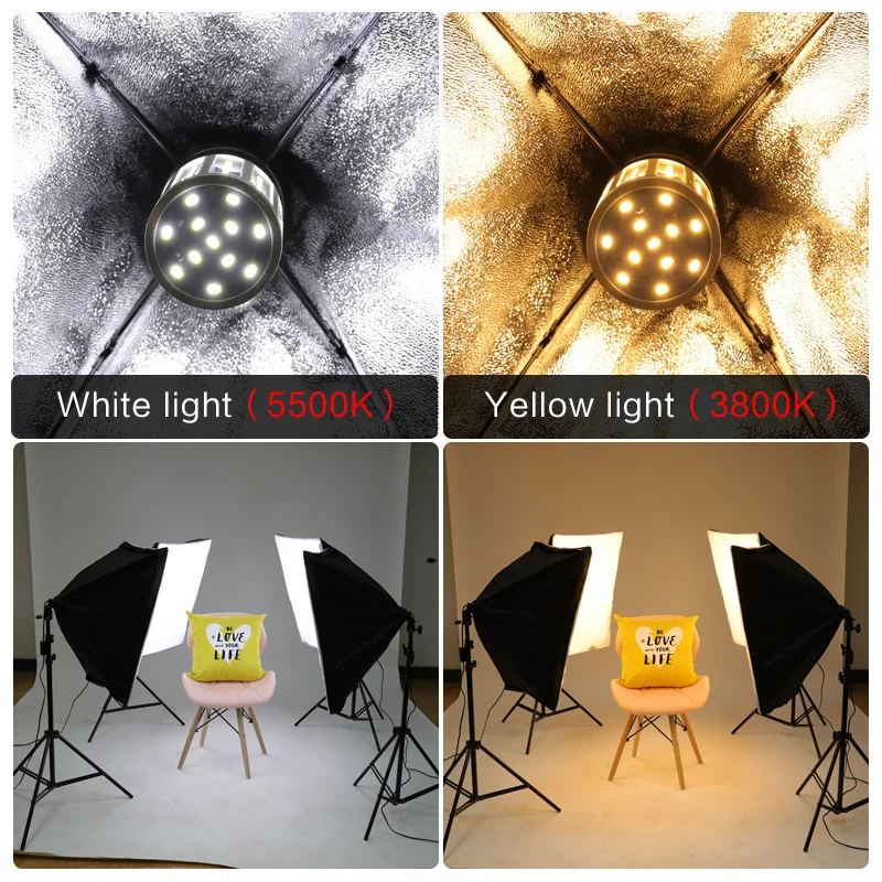 Фотостудия прямоугольная фотография Мягкая коробка 8 Led 20 W комплект освещения для фотосъемки 2 световая подставка 2 Мягкая коробка сумка для переноски для камеры