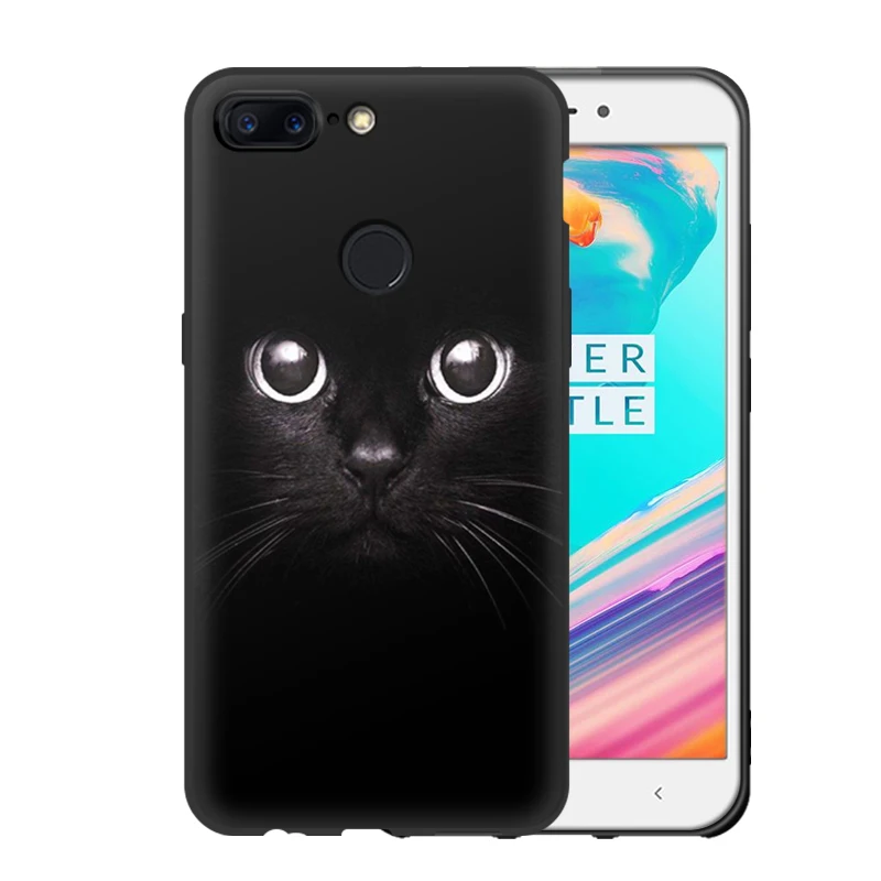 Чехол-накладка для Oneplus 5 T матовый с черным мультяшным принтом | Мобильные