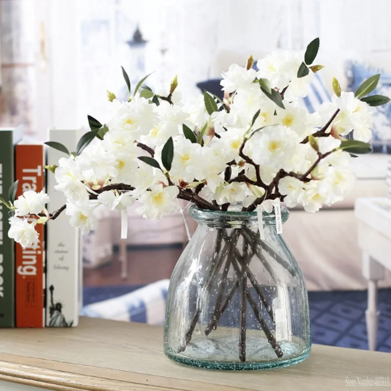 Artificial 3 Branchlets High-end Simulation Cherry Blossoms Plant Flowers Japanese-style Fake Wedding Home Decoration | Дом и сад